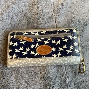 Authentic Fossil Bird Zip Wallet